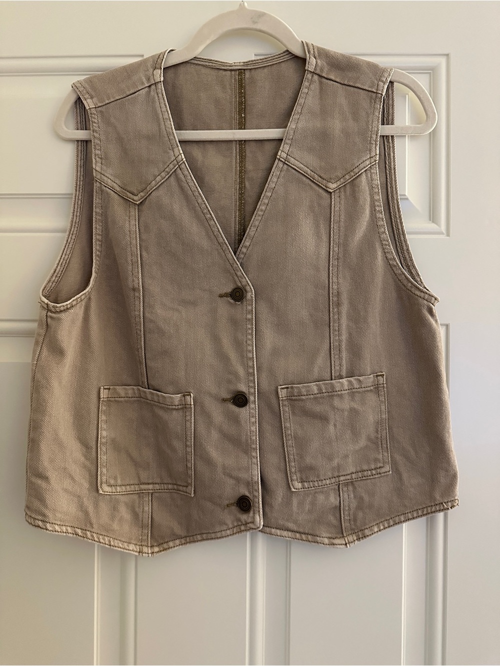 100% cotton Neutral Beige Utility Vest - Unbranded